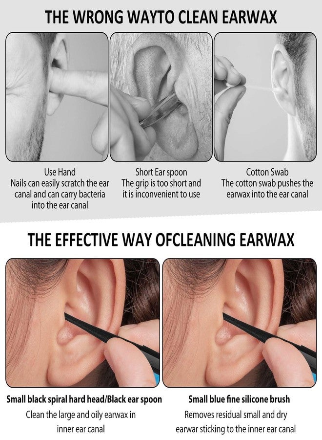 oruola مجموعة أورولا لإزالة شمع الأذن من السيليكون، 9 قطع، أداة حلزونية قابلة لإعادة الاستخدام، أداة آمنة وناعمة لإزالة شمع الأذن مع فرشاة تنظيف، مناسبة لكبار السن والبالغين والأطفال - Image 5